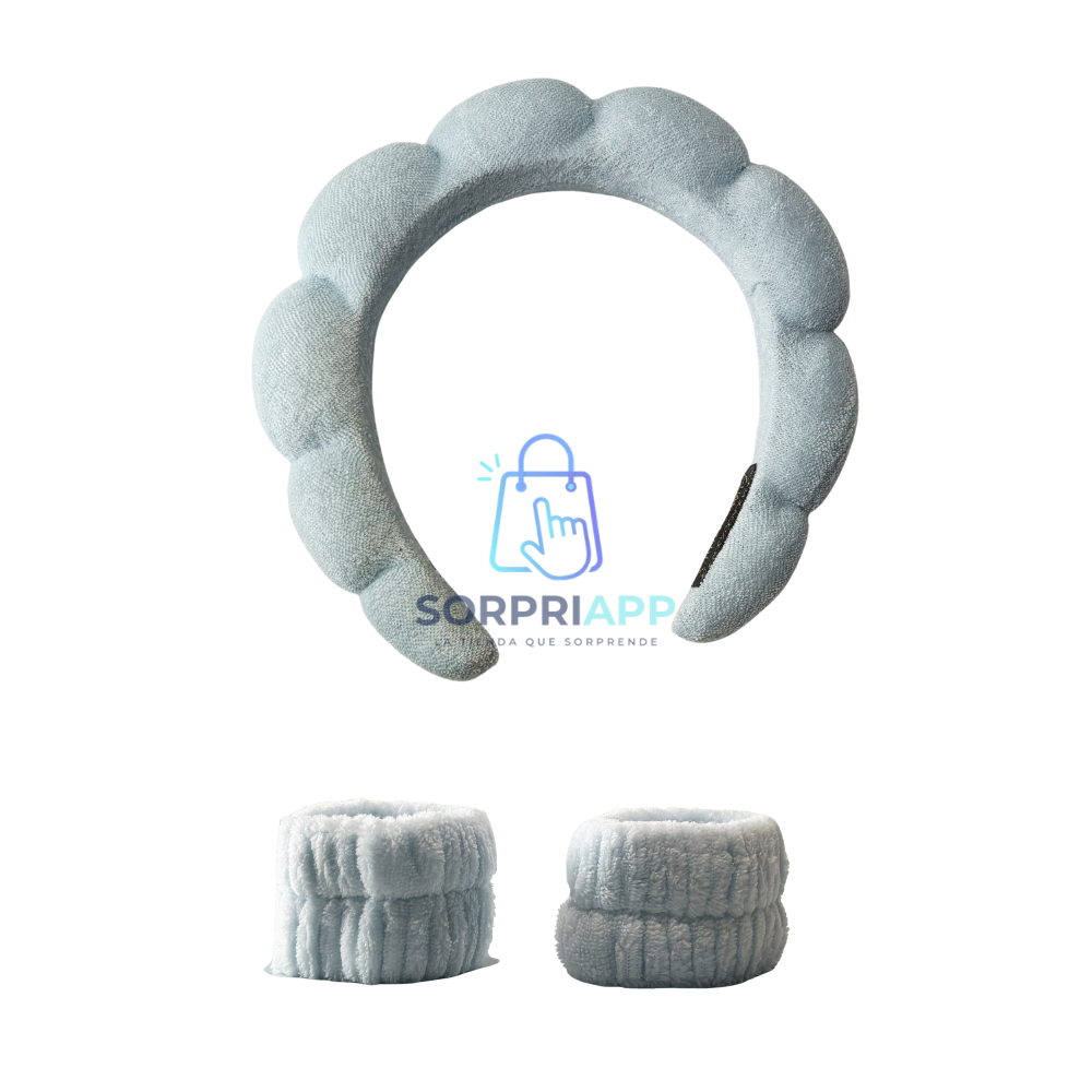 Set Spa Diadema Muñequera Skincare Cintillo Maquillaje