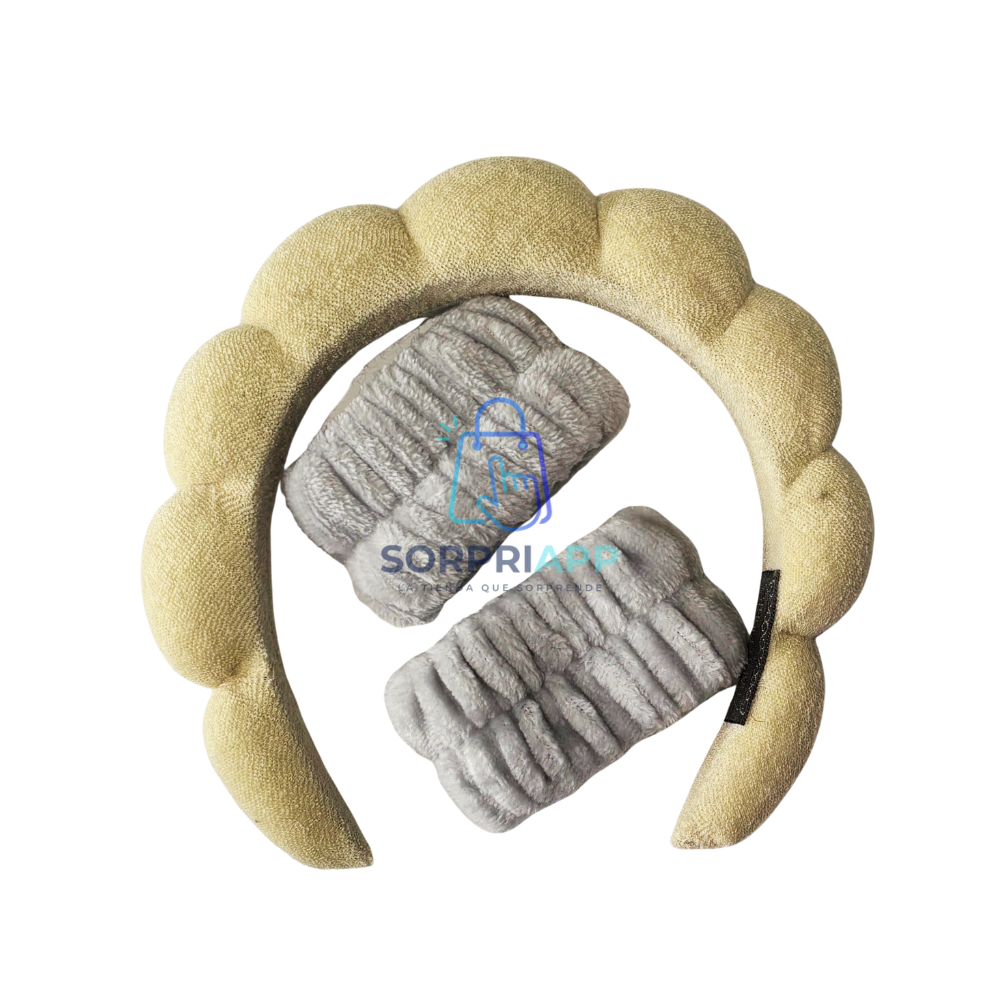 Set Spa Diadema Muñequera Skincare Cintillo Maquillaje