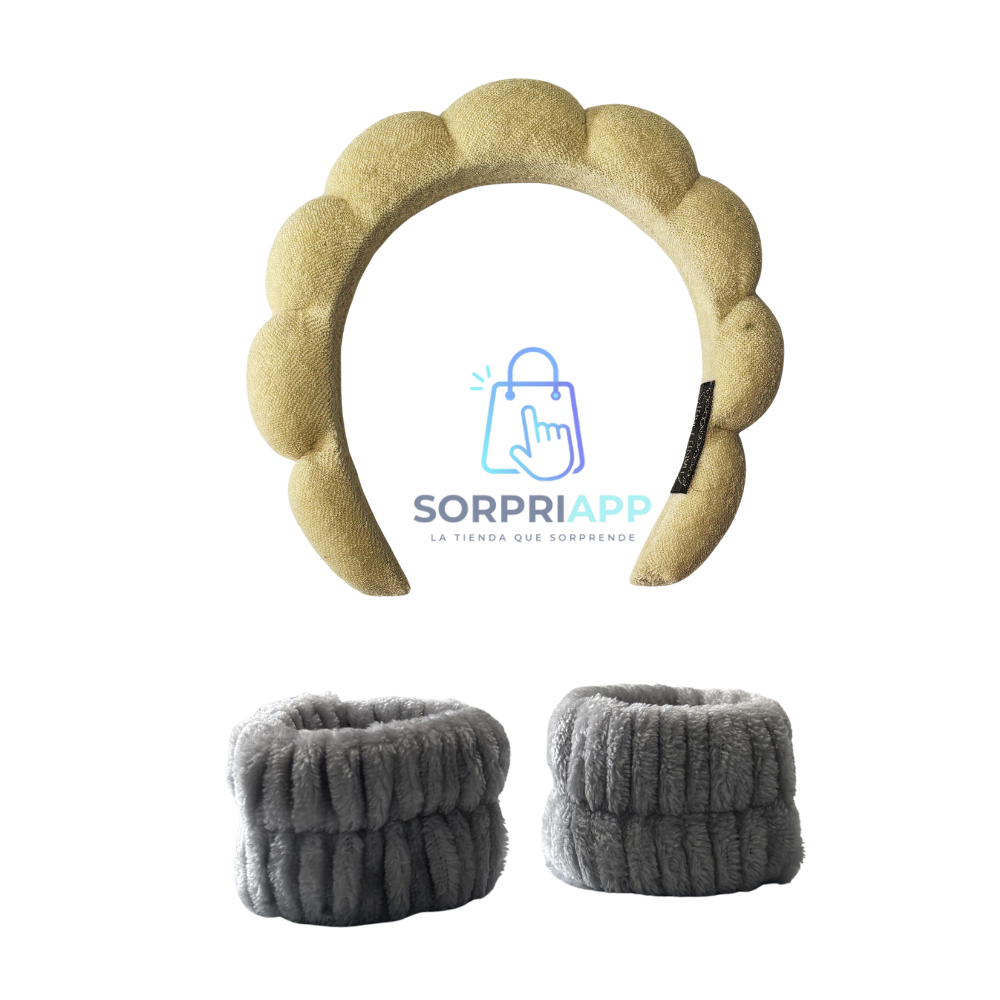 Set Spa Diadema Muñequera Skincare Cintillo Maquillaje