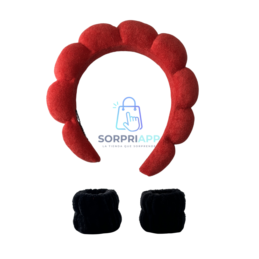 Set Spa Diadema Muñequera Skincare Cintillo Maquillaje
