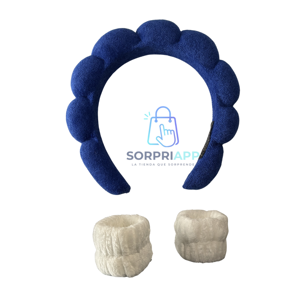 Set Spa Diadema Muñequera Skincare Cintillo Maquillaje