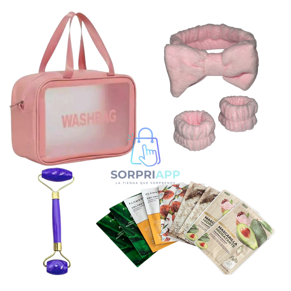 Set Spa Skincare Facial Cosmestiquero Rodillo Mascarilla
