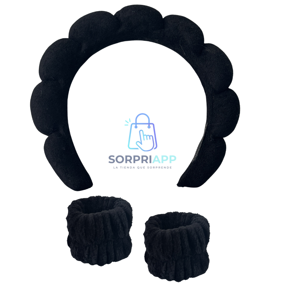 Set Spa Diadema Muñequera Skincare Cintillo Maquillaje