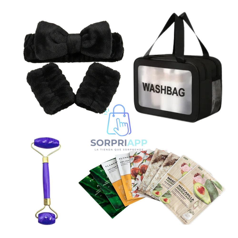 Set Spa Skincare Facial Cosmestiquero Rodillo Mascarilla