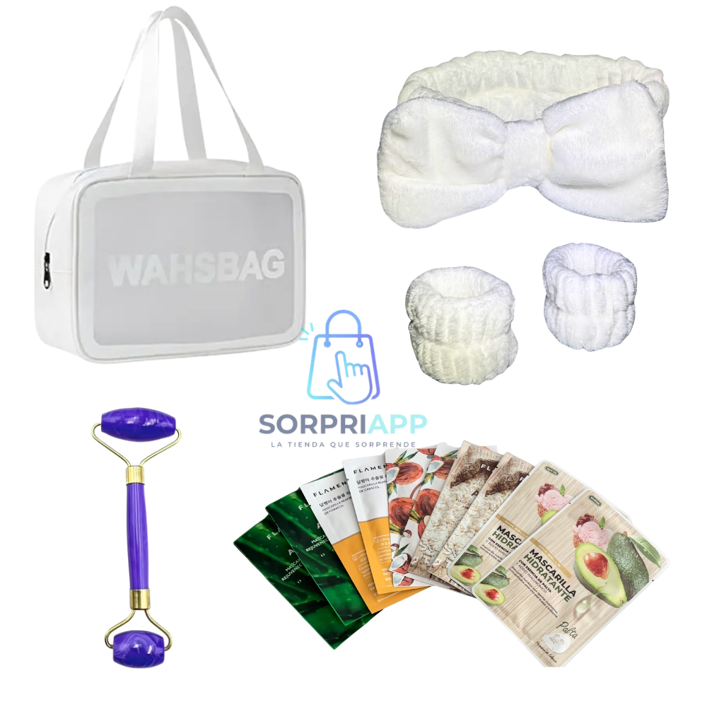 Set Spa Skincare Facial Cosmestiquero Rodillo Mascarilla