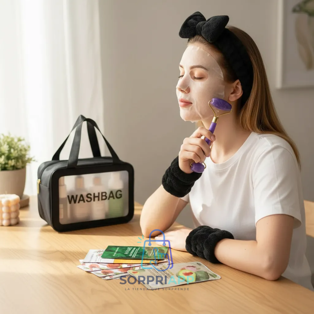 Set Spa Skincare Facial Cosmestiquero Rodillo Mascarilla