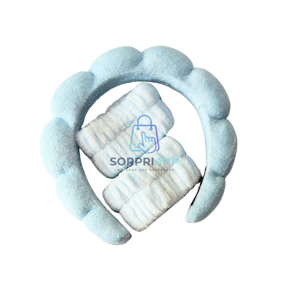 Set Spa Diadema Muñequera Skincare Cintillo Maquillaje
