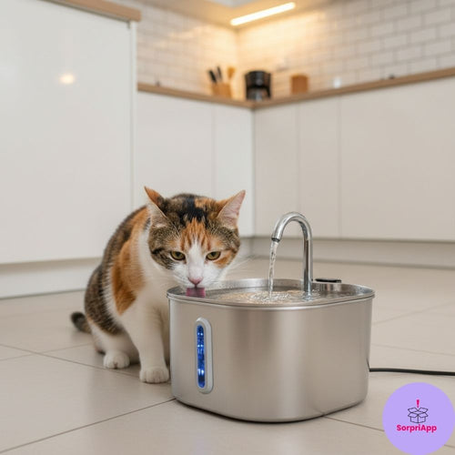 Fuente de Agua Automática de Acero Inoxidable para Gatos