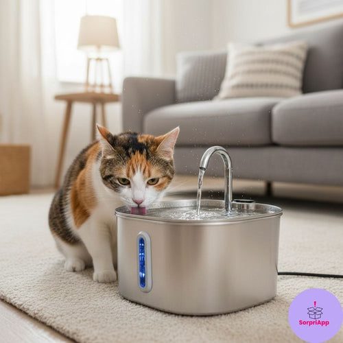 Fuente de Agua Automática de Acero Inoxidable para Gatos